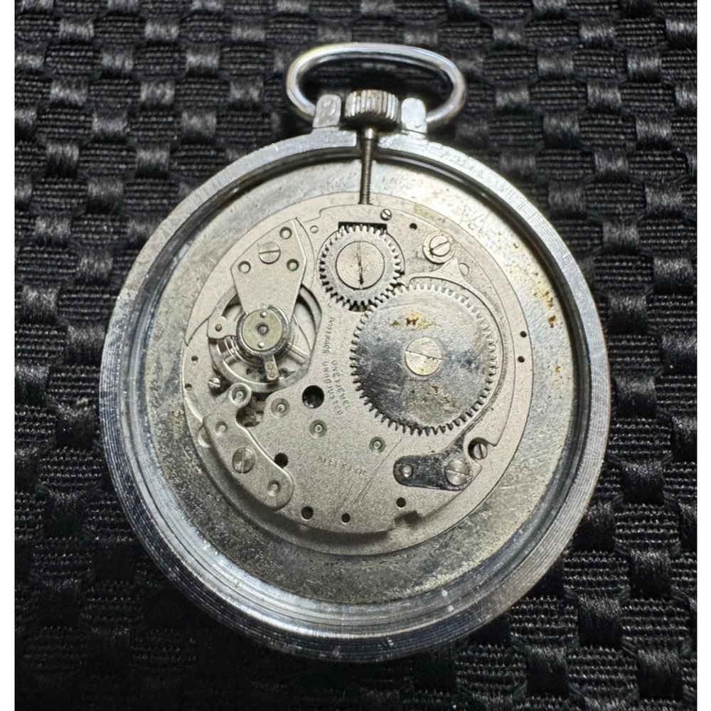 Eastman Swiss Made Open Face Train Pocket Watch Railroad Wide Up 1 Jewel